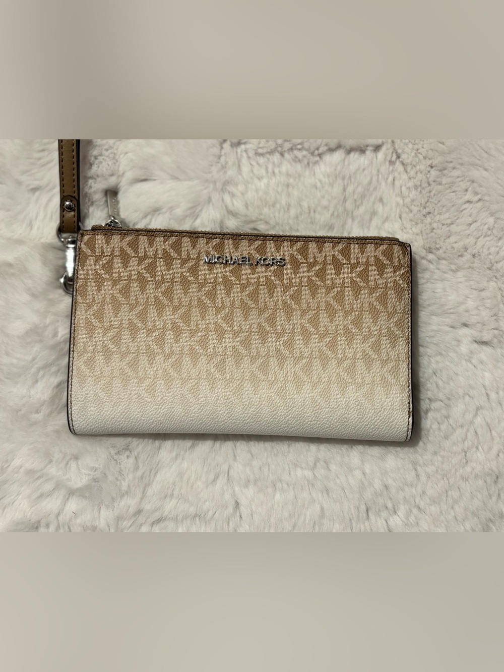 Michael Kors Jet Set Large Ombré Double Zip Wristlet Wallet Husk Multi